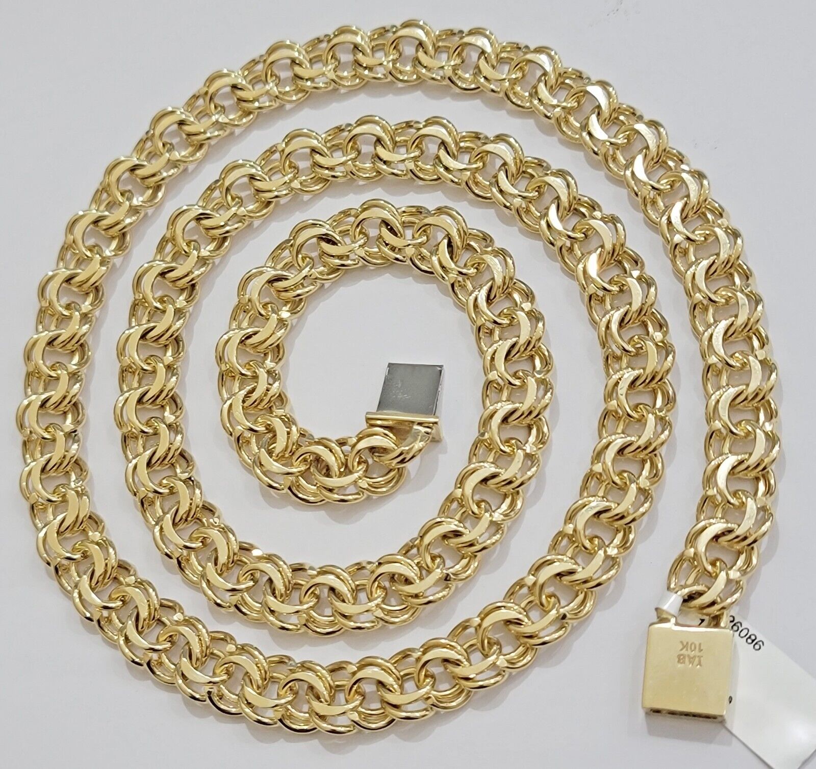 10k Yellow Gold Chain Chino Necklace Solid Link 9mm 20 Inch Real 10kt Box Clasp - GoldenlinQ